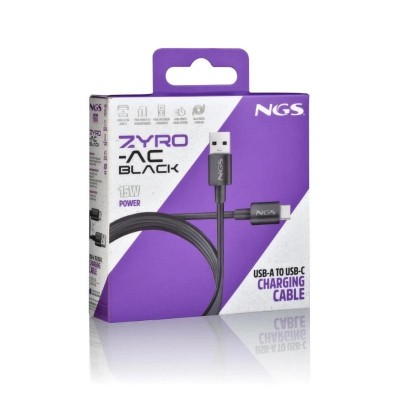 NGS CABLE CARGA RAPIDA USB A A USB C 1M NEGRO