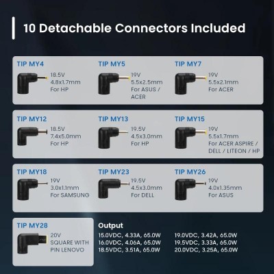 EWENT Cargador Auto Univer Notebook 65W 10 Puntas