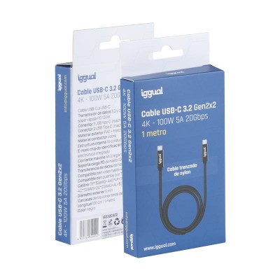 iggual Cable USB C 32 Gen2x2 100W 5A 4K 1m nylon