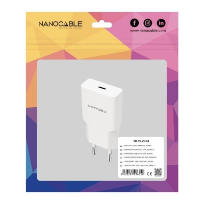 Nanocable Cargador USB C PD 25W Blanco