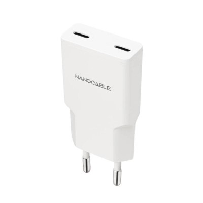 Nanocable Cargador 2xUSB C PD 30W Blanco