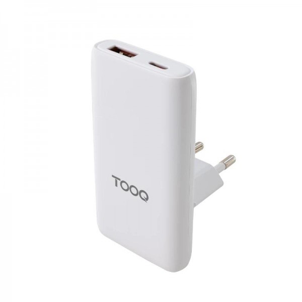 Tooq Cargador pared GAN USB-C/PD + USB-A/QC 65W