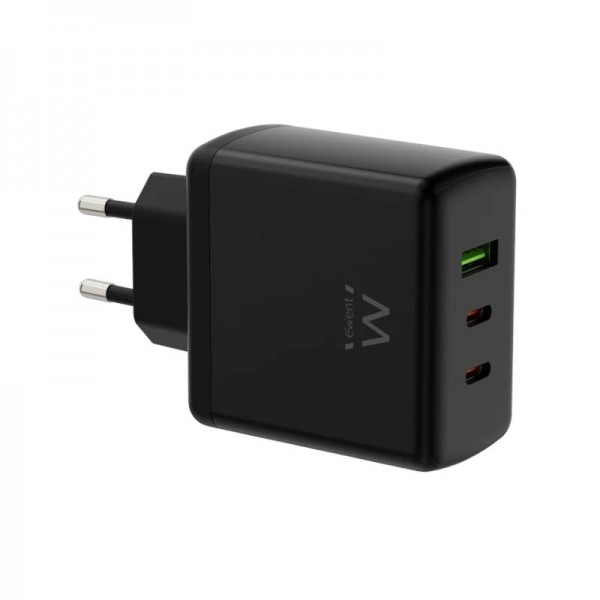 EWENT Cargador Gan Fast 65W 2 USB-C PD-1USB-A QC