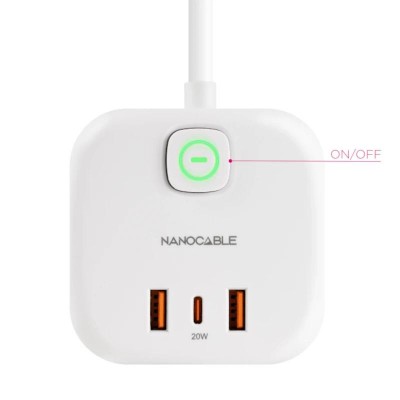 Nanocable Base de enchufe con 3 USB c interruptor