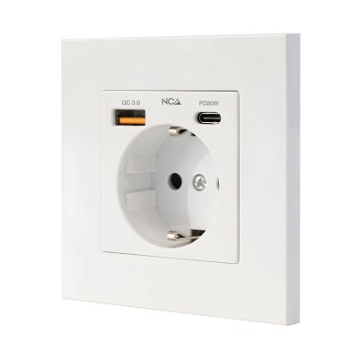 Nanocable Base Pared toma SCHUKO 2USB C PD20W