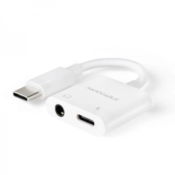 Nanocable Adaptador USB-C a Jack+USB-C/H PD 60W