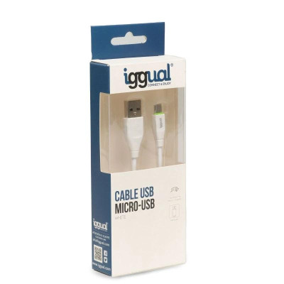 iggual cable USB A micro USB 100 cm blanco