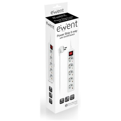 EWENT EW3916 Regleta 5 Tomas 1 interruptor 15m