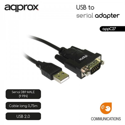 approx APPC27 Adaptador USB A SERIE DB9M 075 M approx APPC27 Adaptador USB A SERIE DB9M 075 M