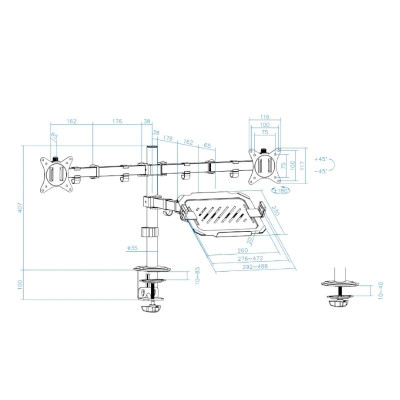 Tooq DB1202TN B Soporte mesa 2 pantallas portatil